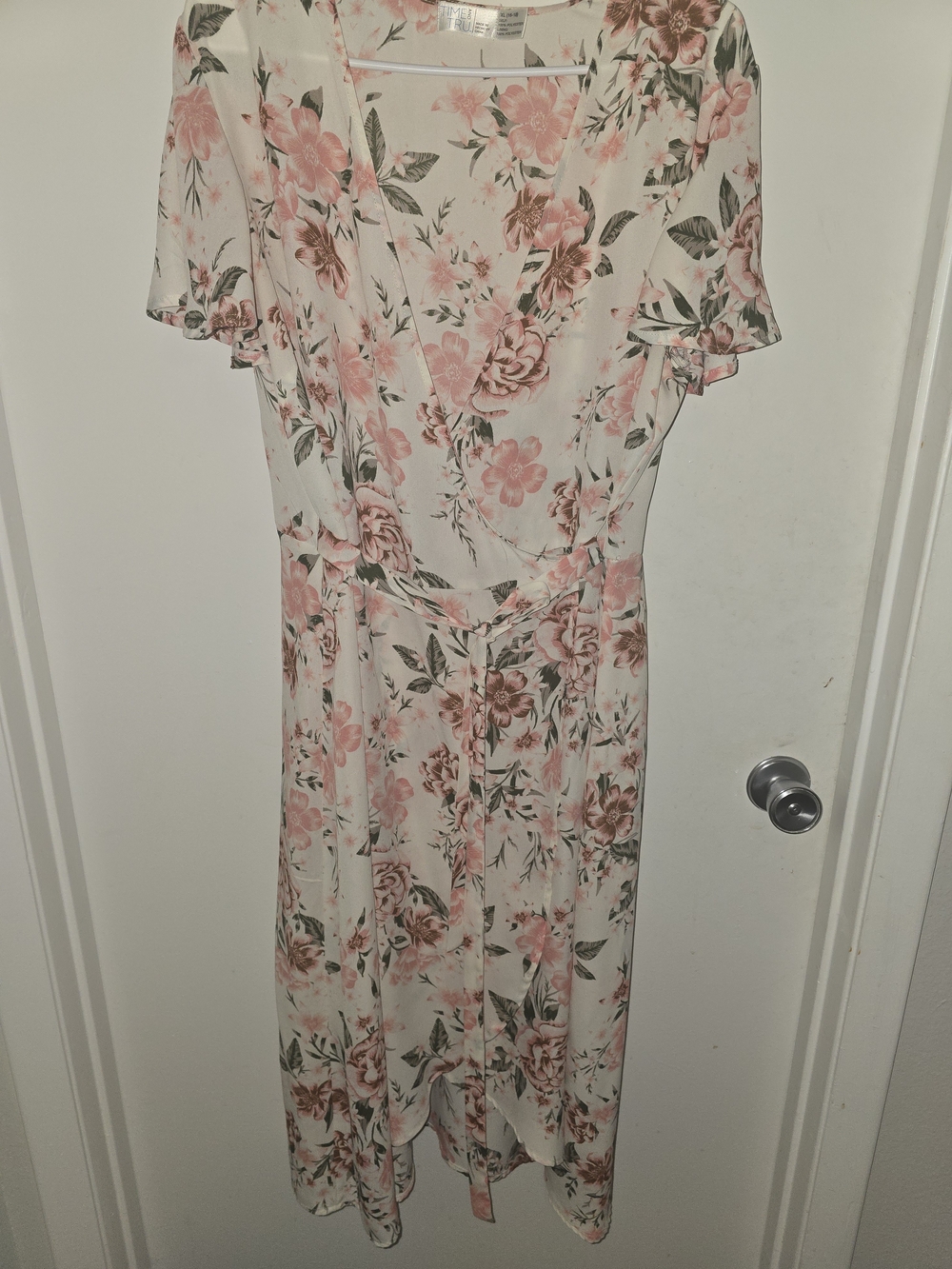 Floral Wrap Midi Dress in Blush Pink